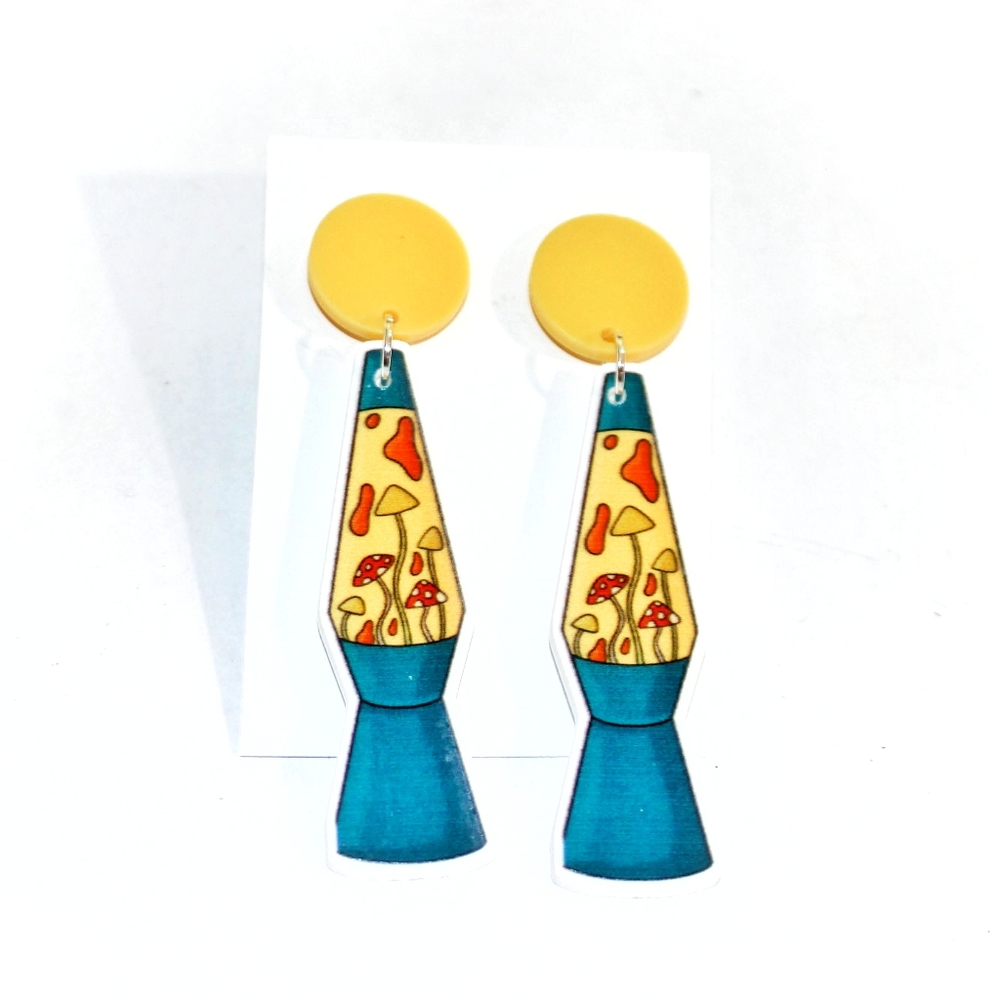 Trippy mushroom lava lamp earrings